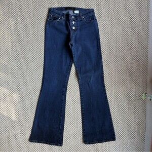 NWOT BONGO Let Me B Button Fly Jeans Jr 7 Low Rise Bareback Leather Patch 28x30